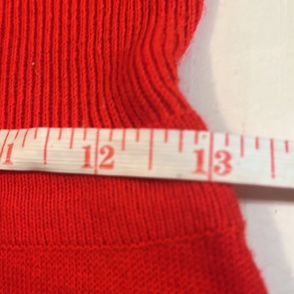 Aristo Kat Knit Dress Sz 14 Long Red/Orange Wool/Acrylic Back Zip - Picture 11 of 12